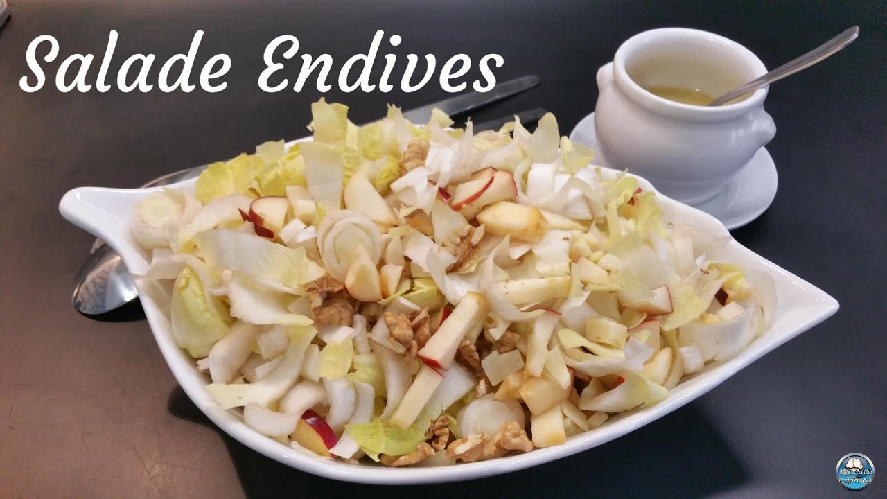 Recette SALADE ENDIVES POMME NOIX EMMENTAL et sa sauce vinaigrette 😋 🍎🧀