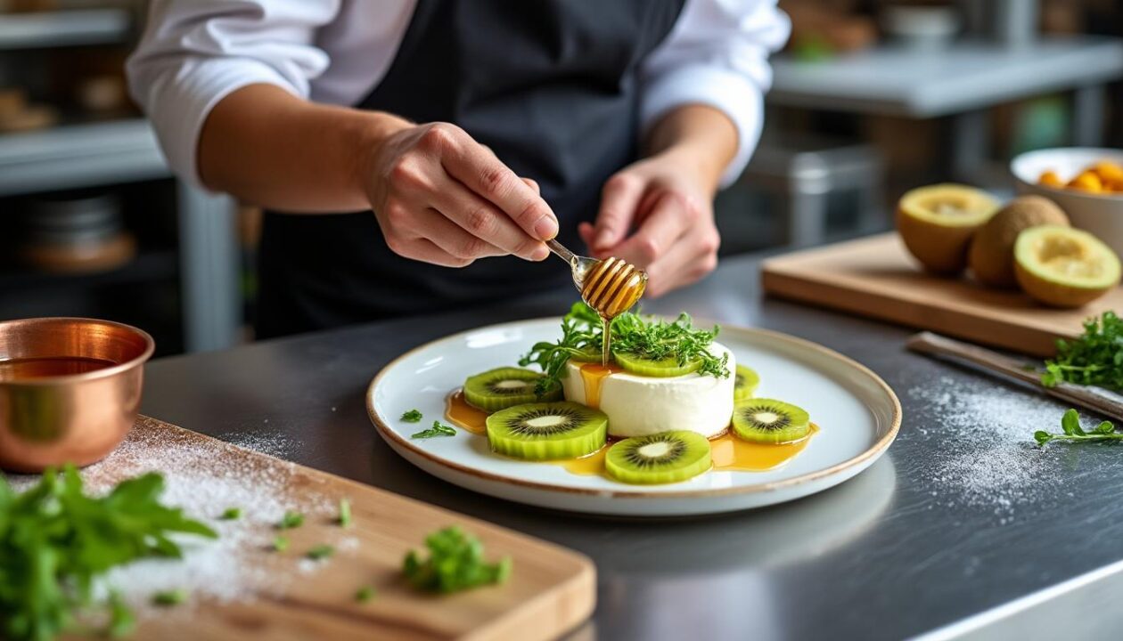 découvrez le parcours exceptionnel d'un pâtissier talentueux de dordogne, finaliste du championnat de france du dessert, présentant une création audacieuse alliant kiwis et fromage pour une explosion de saveurs.