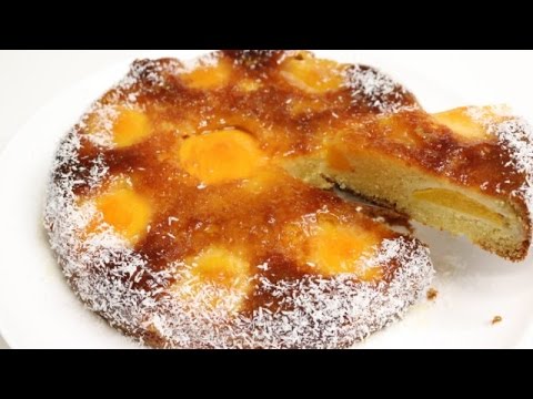 GÂTEAU MOELLEUX AUX PÈCHES CARAMÉLISÉ  FACILE (CUISINE RAPIDE)