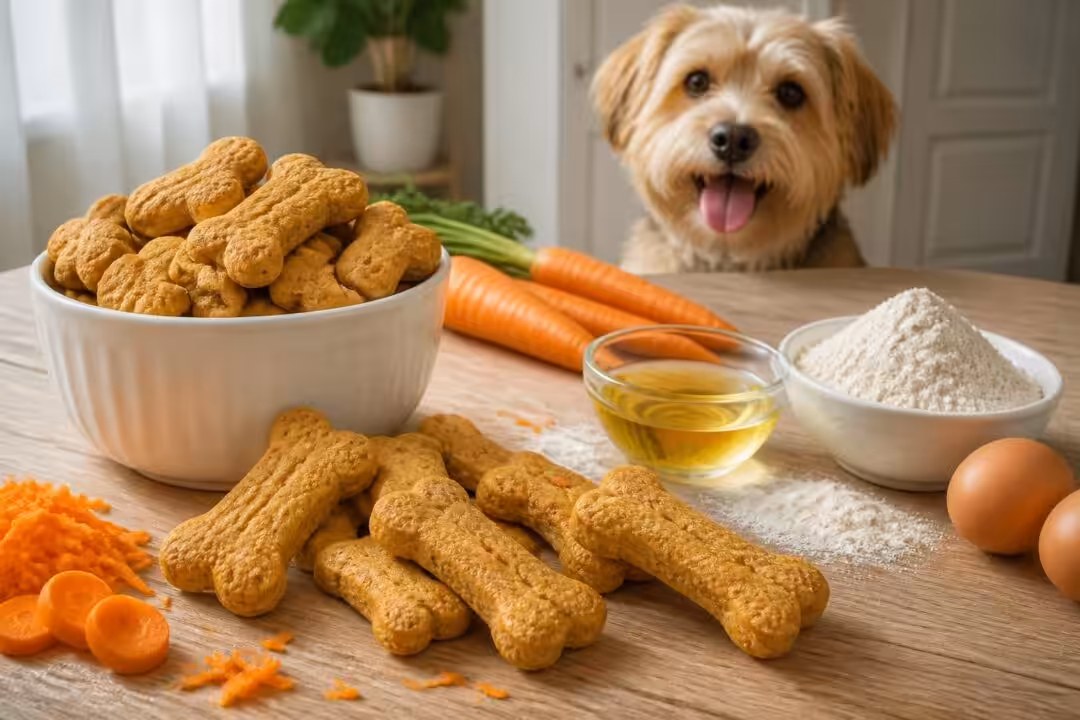 découvrez une recette facile et saine de biscuits à la carotte faits maison pour votre chien, parfaite pour une friandise savoureuse et naturelle.