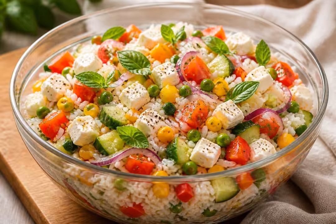 découvrez une recette fraîche et facile de salade de riz, parfaite pour varier vos repas avec des ingrédients savoureux et colorés.